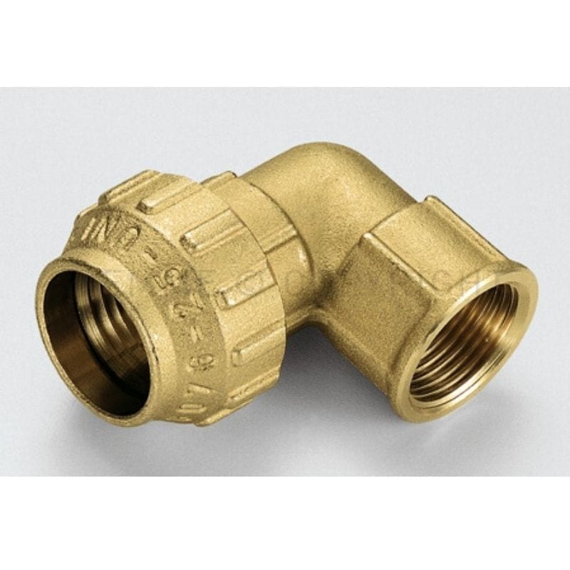 Racord cot cu inel din alama cu compresie pentru tub PE/PEHD/PEX O 32- 1" FI – 3400162